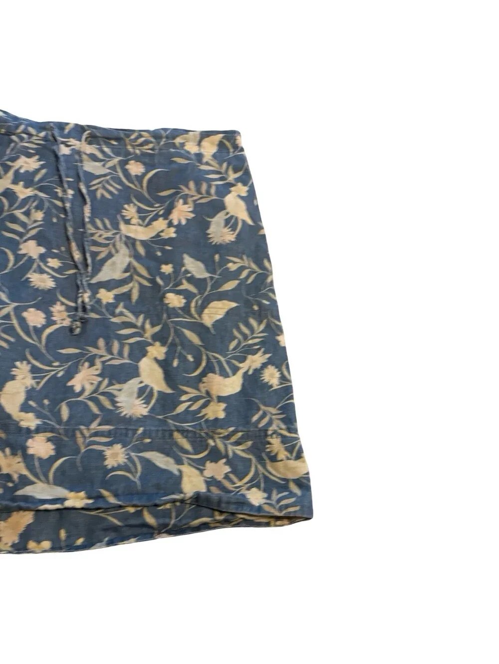 Christopher & Banks Denim Skort Sz 16W Floral Bird Print Cotton Skirt